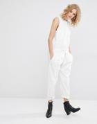 Mango Tailored Belted Jumpsuit - White