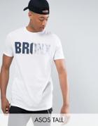 Asos Tall Longline T-shirt With Splice Bronx Print & Rolled Sleeve - Multi