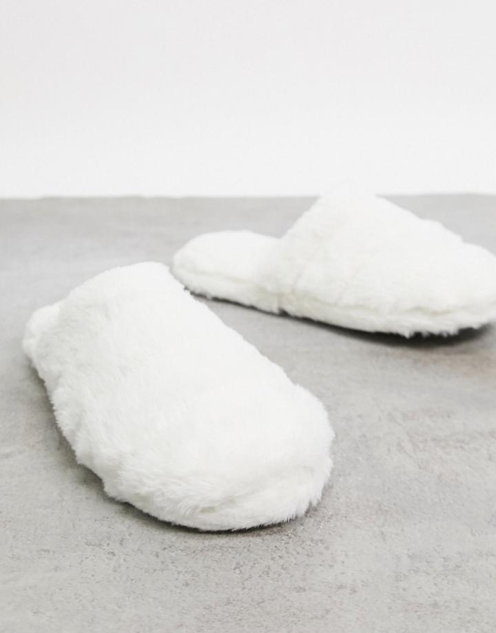 Asos Design Zoe Quilted Slider Slippers In White