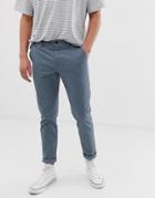 Asos Design Slim Chinos In Storm Gray - Blue