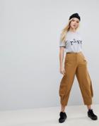 Asos Margot High Waist Canvas Pants In Tan - Brown