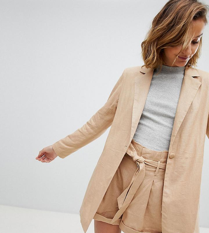 Unique 21 Longline Linen Blazer Two-piece - Tan