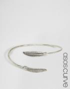 Asos Curve Feather Cuff Bracelet - Silver