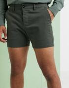 Asos Design Slim Shorter Chino Shorts In Dark Khaki-green