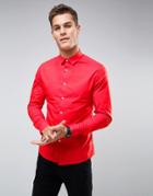 Asos Skinny Shirt In Red - Red