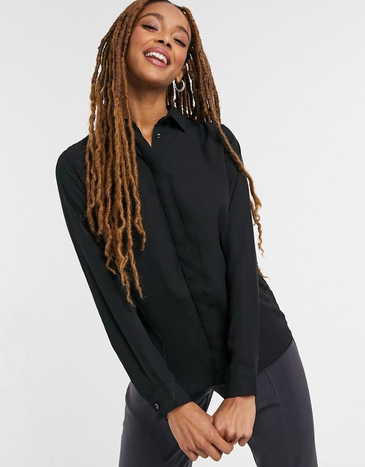 New Look Plain Button Up Shirt In Black