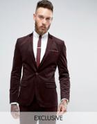 Only & Sons Super Skinny Suit Jacket In Cord - Red