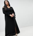 Lost Ink Plus Maxi Dress With Cold Shoulder - Black