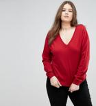 Elvi Red V-neck Sweater - Red