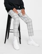 River Island Smart Pants In Light Gray Check