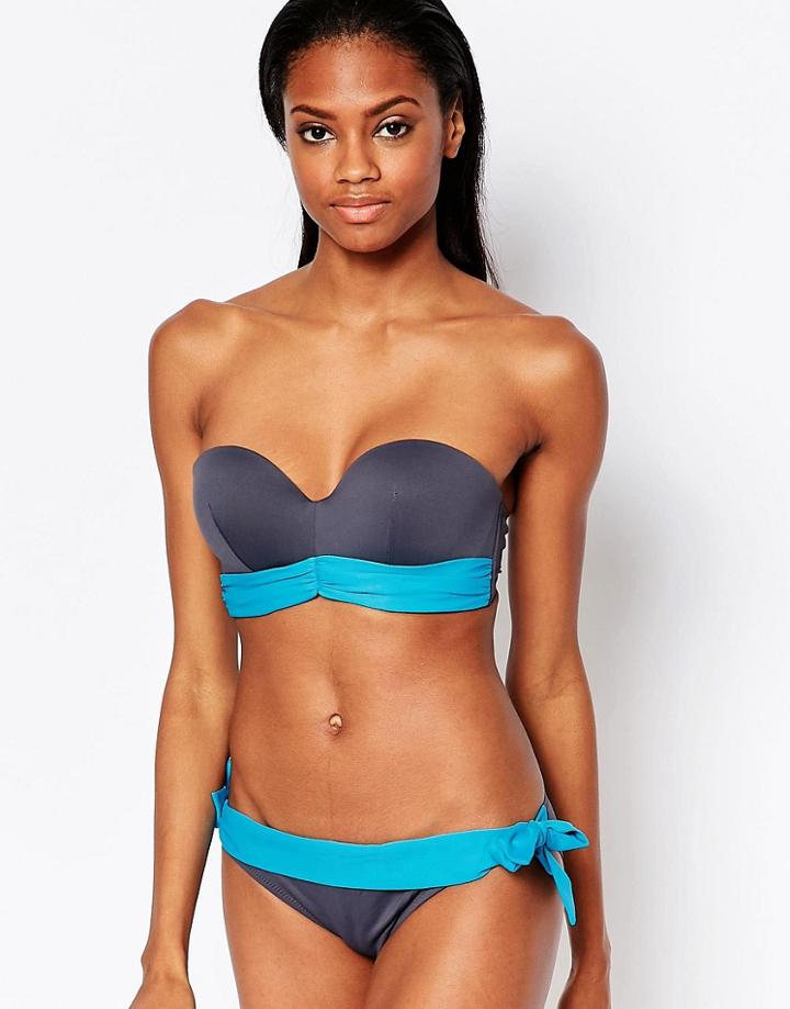 Pour Moi Fiji Strapless Underwired Bikini Top - Blue