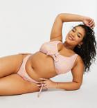 Vero Moda Curve Bikini Bottoms With Tie Sides In Pink Floral-multi