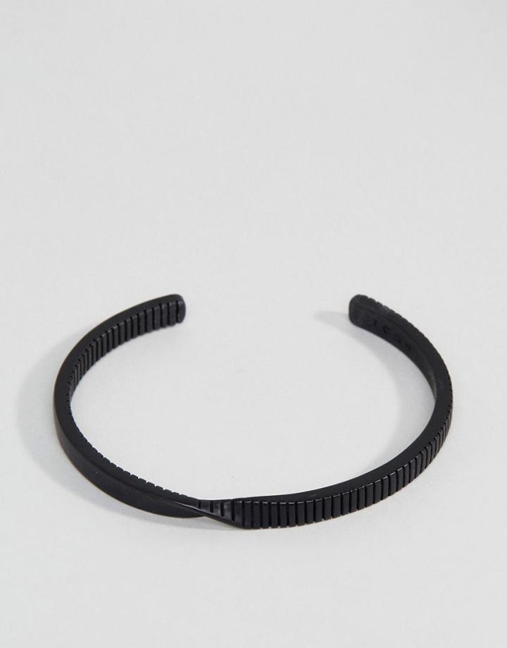 Icon Brand Twisted Cuff Bangle Bracelet In Matte Black - Black