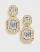Asos Design Earrings With Crystal Stone Set Drop In Gold Tone - Gold