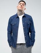 Lee Slim Fit Denim Western Shirt Rinse - Navy