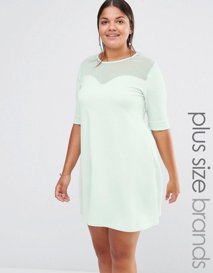 Pink Clove Mesh Insert Swing Dress - Green