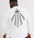 Asos Design Plus Relaxed Long Sleeve T-shirt With Mystical Style Large Back Print-white
