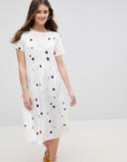 Asos Design Slinky Smock Dress In Multi Spot - Multi