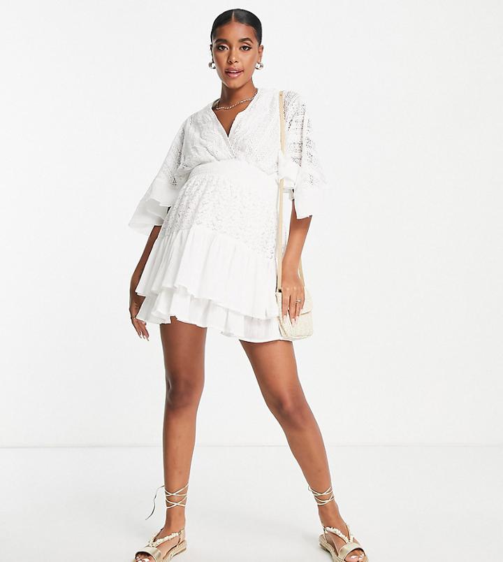 River Island Maternity Lace Smock Mini Beach Dress In White