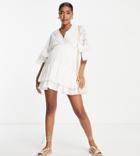 River Island Maternity Lace Smock Mini Beach Dress In White