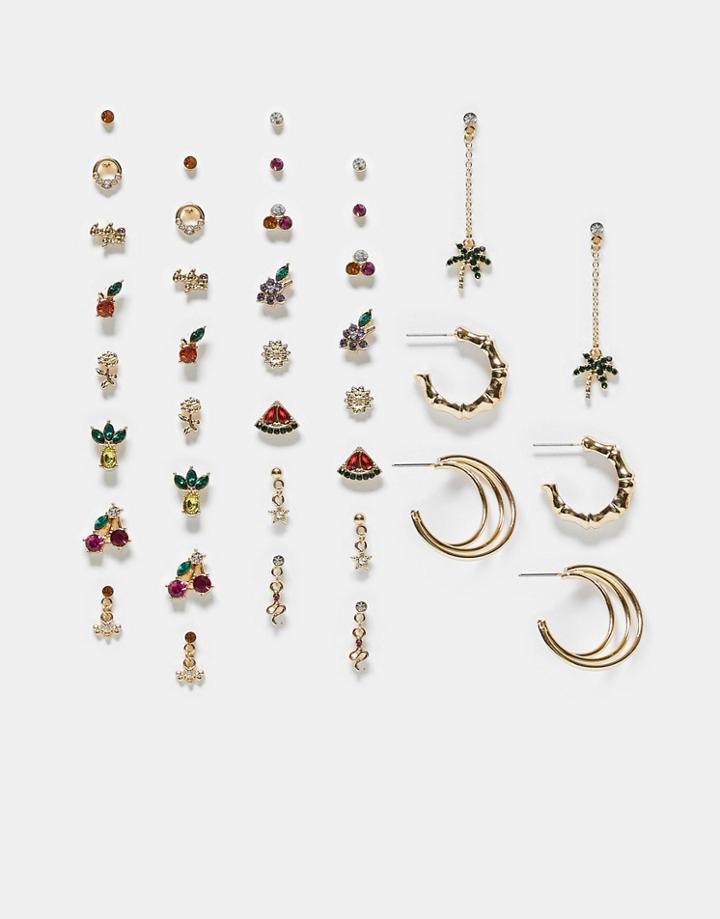 Aldo Vrirbag 20 Pack Of Stud & Hoop Earrings In Gold