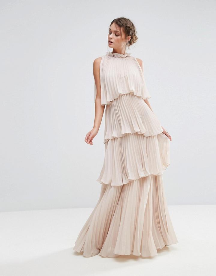 True Decadence High Neck Tiered Maxi Dress - Cream