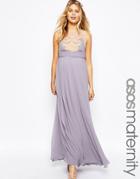 Asos Maternity Wedding Lace Applique Maxi - Purple
