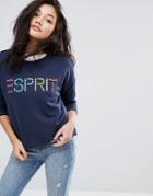 Esprit Heritage Slogan Sweat Top - Blue