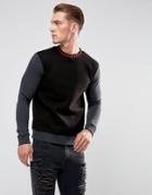 Hype Sweatshirt In Black With Jacquard Collar - Black