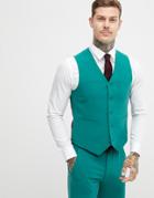 Asos Design Super Skinny Suit Vest In Green - Green