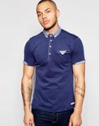 Dickens And Browne Houndstooth Polo - Navy