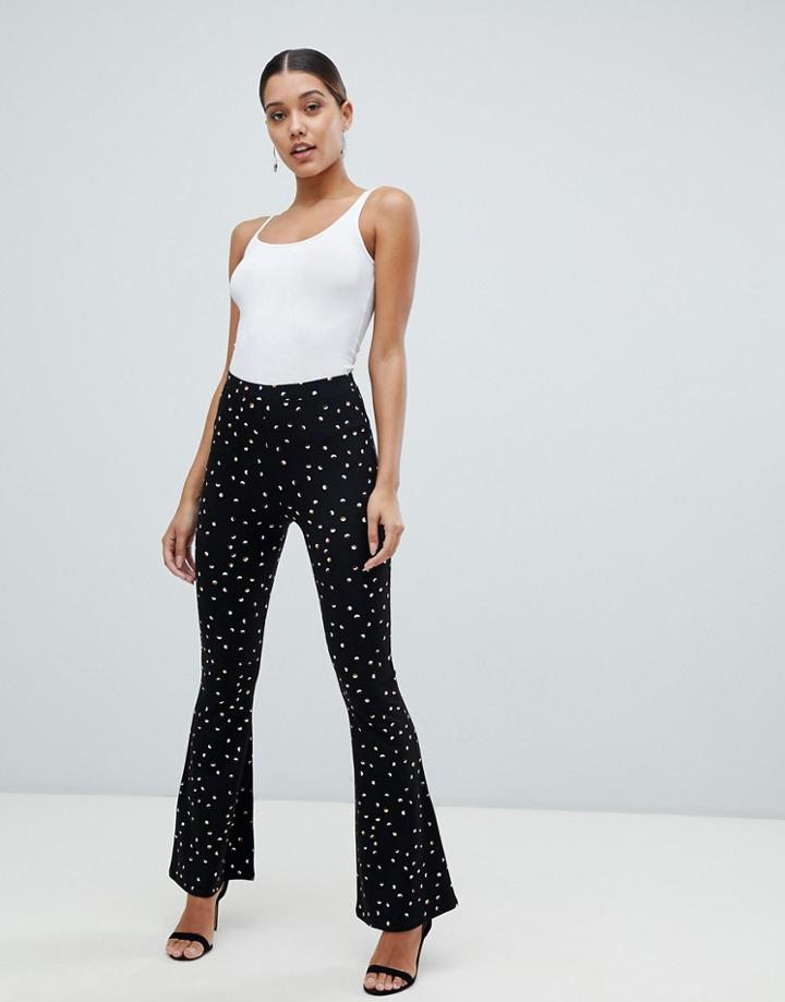 Asos Design Kickflare Legging In Mono Polka Dot - Multi