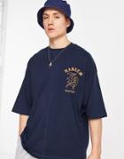 Asos Design Oversized T-shirt In Navy With Front Print