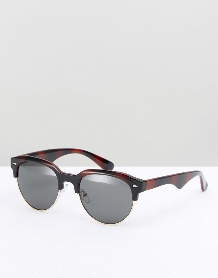 Asos Retro Sunglasses In Tort With Black Lens - Black