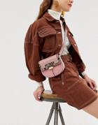 River Island Belt Bag With Gold Buckle In Pink