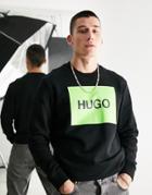 Hugo Duragol Crew Neck Sweatshirt With Green Logo In Black