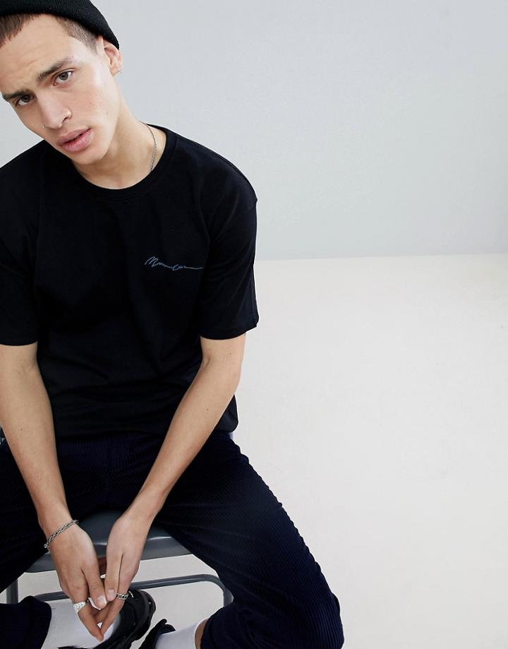 Mennace Oversized Logo T-shirt In Black - Black