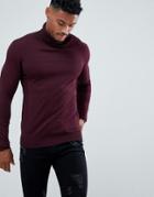 Religion Muscle Fit Knit Sweater In Burgundy - Red