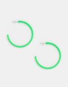 Asos Design Hoop Earrings In Neon Green - Green