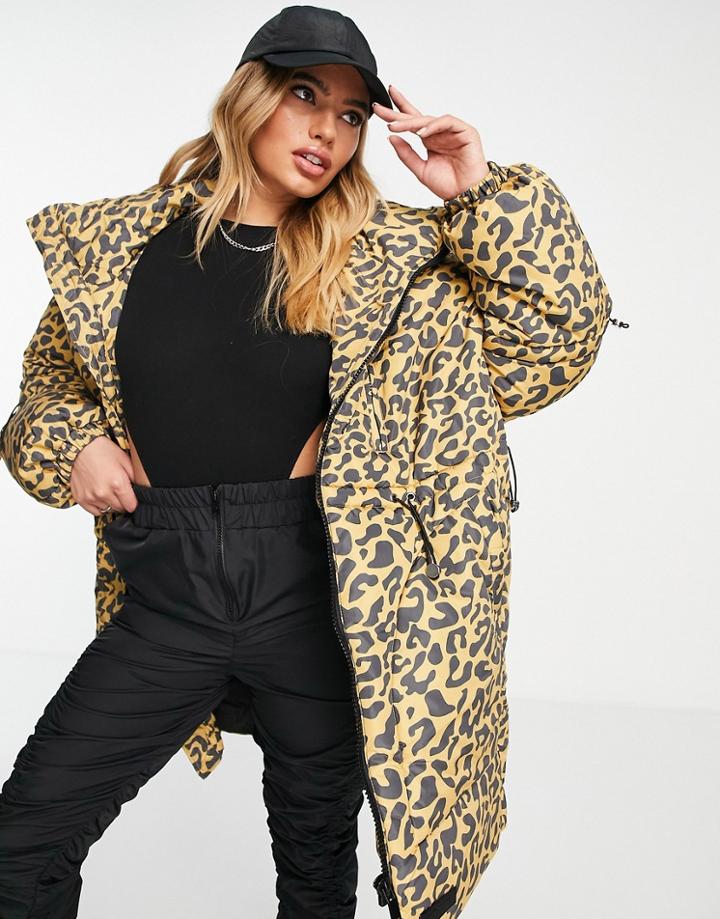 Sixth June Oversized Longline Puffer Jacket With Toggle Waist-multi