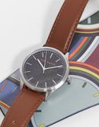 Ted Baker Stainless Steel And Leather Watch-brown