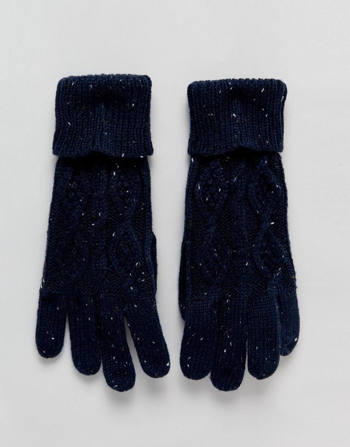 Boardmans Tom Knitted Cable Gloves - Blue
