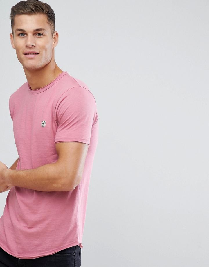 Le Breve Longline Raw Edge T-shirt - Pink