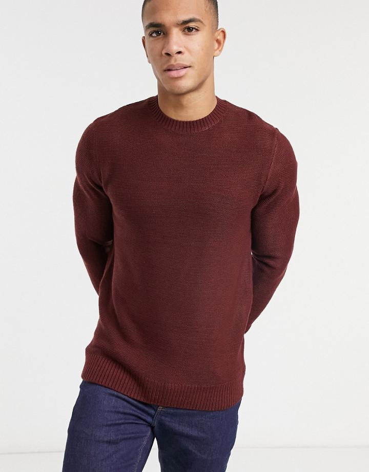 New Look Knitted Sweater In Burgundy-red