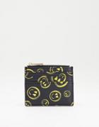 Asos Design Cardholder With Coin Purse In Happy Face Print-multi