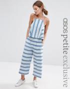 Asos Petite Co-ord Linen Stripe Wide Leg Pant - Multi