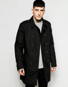 Only & Sons Double Breatsed Trench Coat - Black