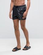Asos Swim Shorts In Black Wet Look Mesh In Short Length - Black
