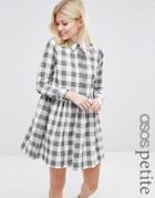Asos Petite Gingham Smock Mini Shirt Dress - Multi