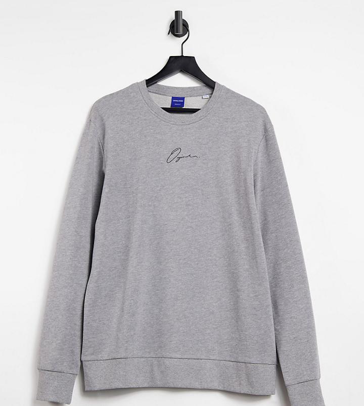 Jack & Jones Originals Crew Neck Sweatshirt With Script Logo In Gray Exclusive To Asos-grey